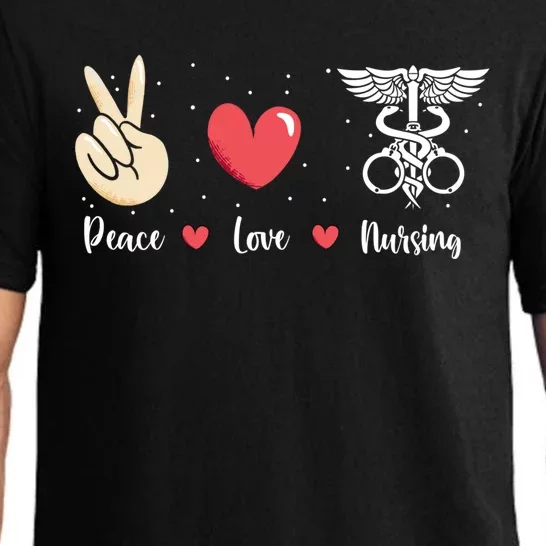 Rn Correctional Nurse Peace Love Prison Nursing Inmate Nurse Cool Gift Pajama Set