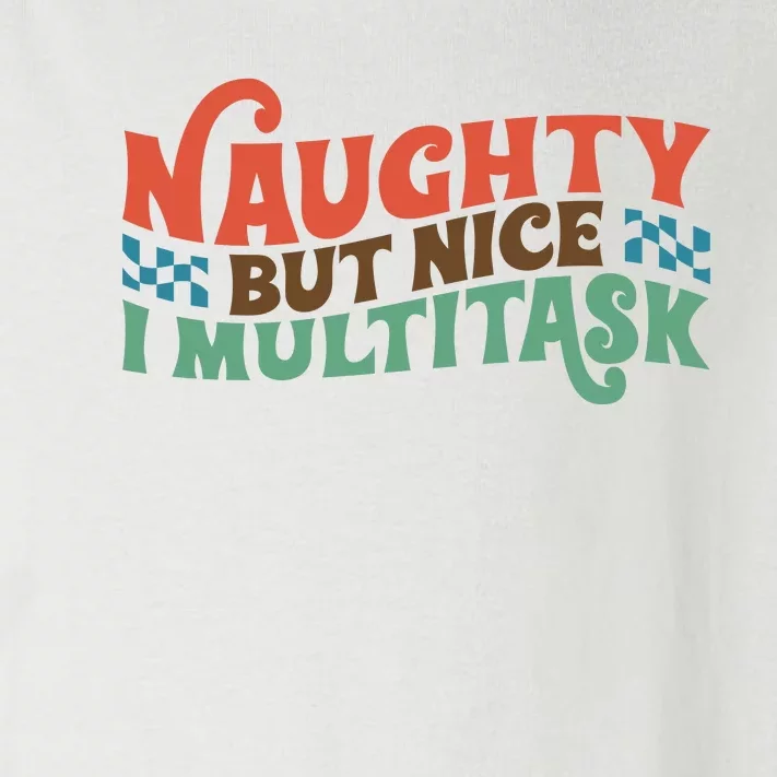 Retro Christmas Naughty But Nice I Multitask Funny Xmas Gift Toddler Long Sleeve Shirt