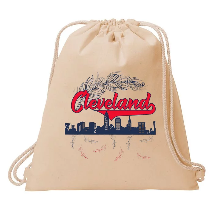 Retro Cleveland Native American Tribe Feathers Gift Drawstring Bag