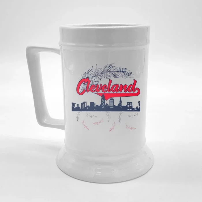 Retro Cleveland Native American Tribe Feathers Gift Front & Back Beer Stein