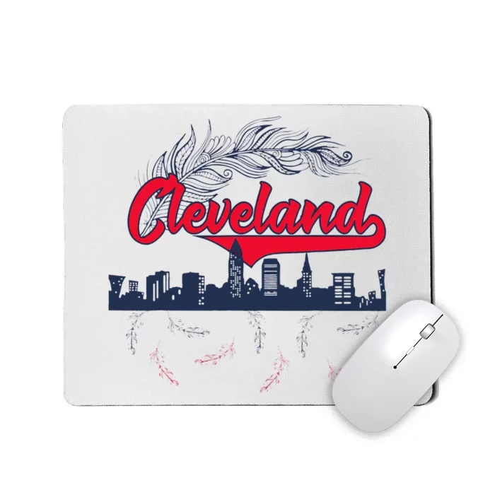 Retro Cleveland Native American Tribe Feathers Gift Mousepad