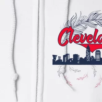 Retro Cleveland Native American Tribe Feathers Gift Full Zip Hoodie