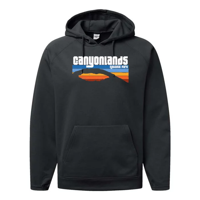 Retro Canyonlands National Park Moab Utah Vacation Performance Fleece Hoodie