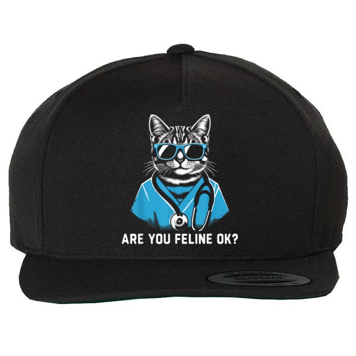 Retro Cat Nurse Gifts Nurse Week Gifts Funny Nurse Wool Snapback Cap