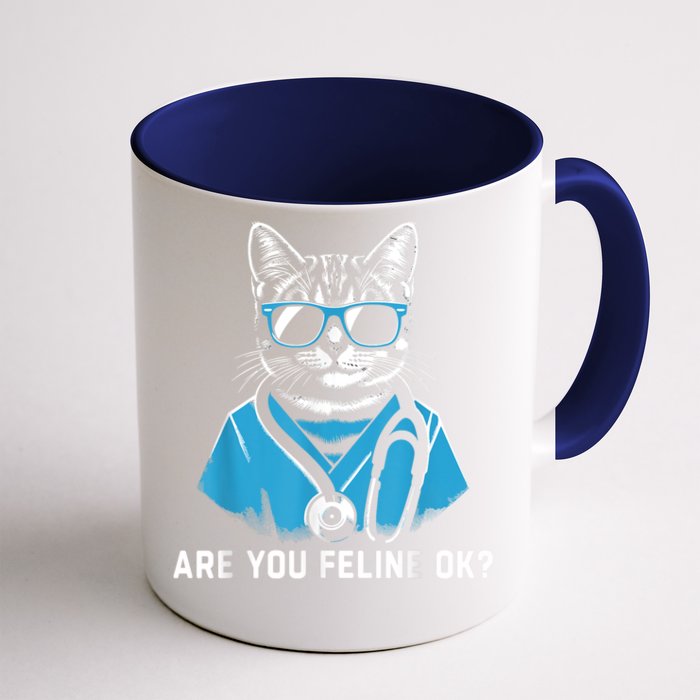 Retro Cat Nurse Gifts Nurse Week Gifts Funny Nurse Front & Back Coffee Mug