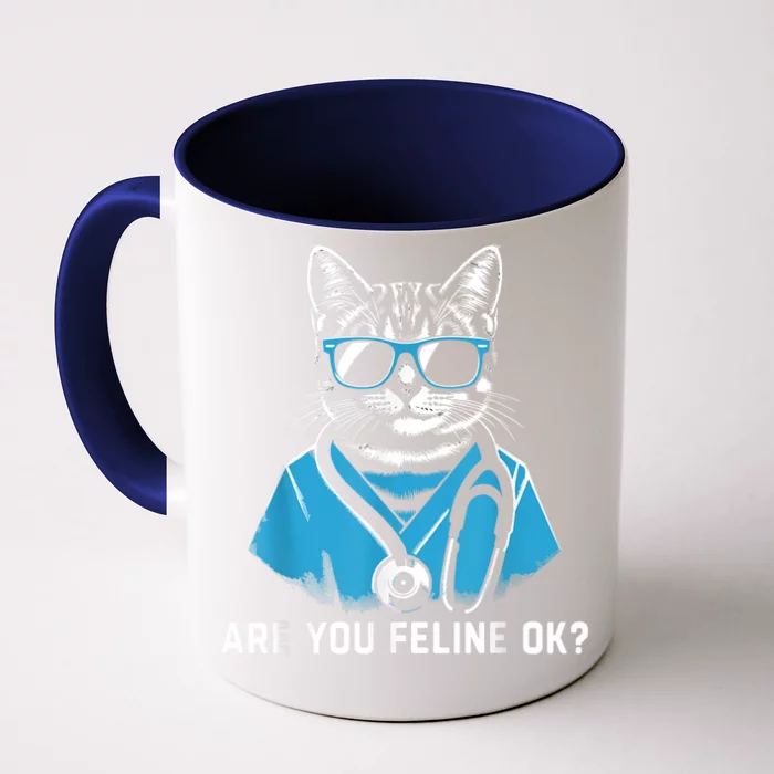 Retro Cat Nurse Gifts Nurse Week Gifts Funny Nurse Front & Back Coffee Mug