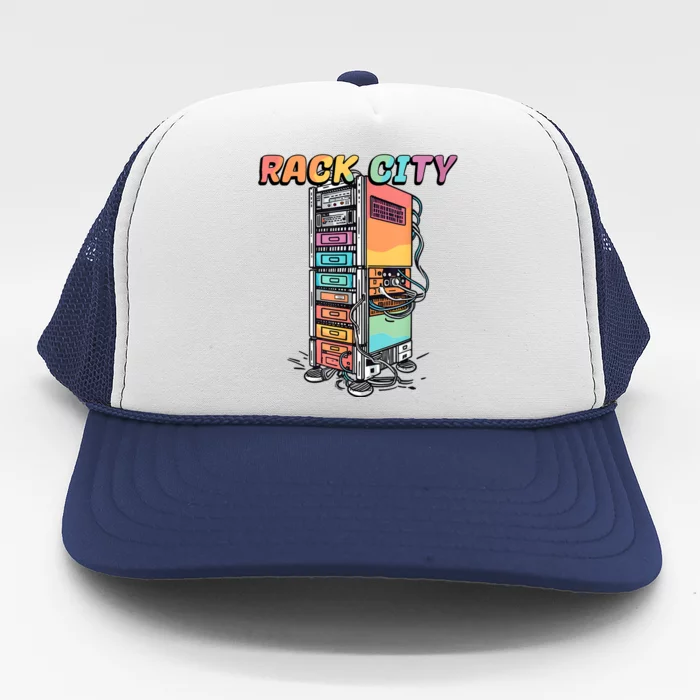 Rack City Network Server Rack Network Engineer Homelab Trucker Hat