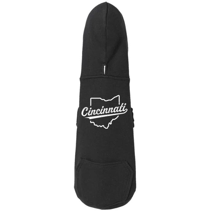 Retro Cincinnati Ohio 1788 Vintage Script Throwback Doggie 3-End Fleece Hoodie