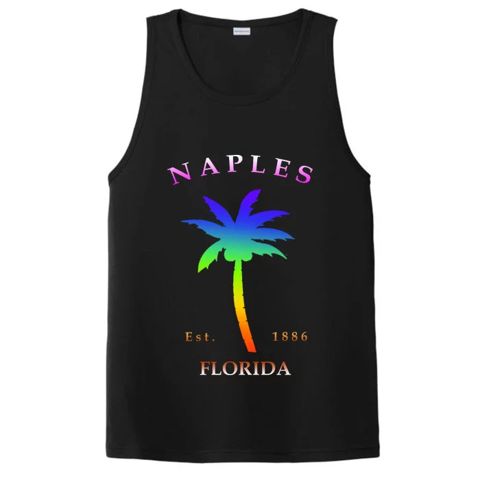 Retro Cool Original Naples Florida Beach Palm Tree Gift Performance Tank