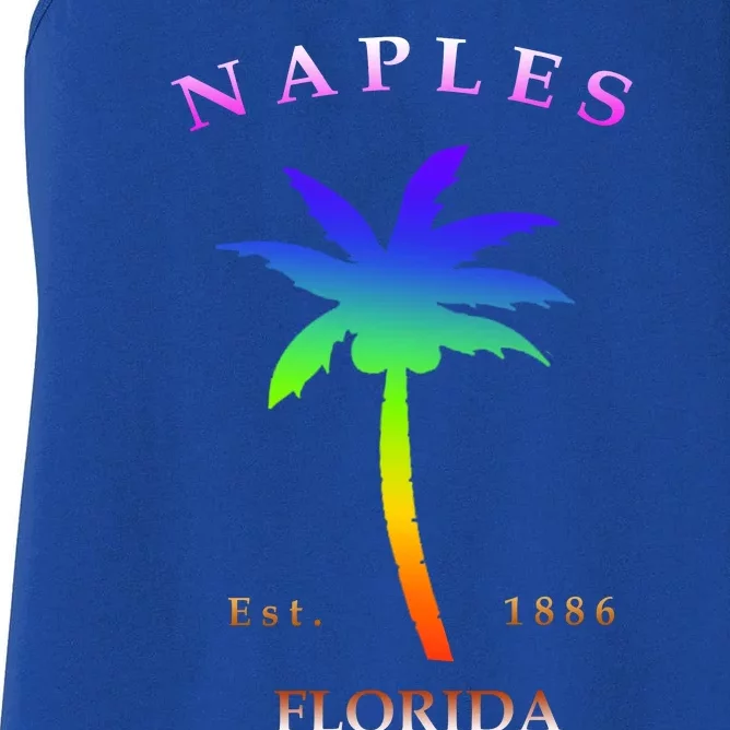 Retro Cool Original Naples Florida Beach Palm Tree Gift Women's Racerback Tank