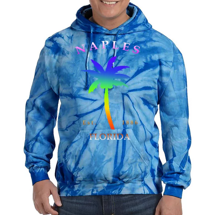 Retro Cool Original Naples Florida Beach Palm Tree Gift Tie Dye Hoodie