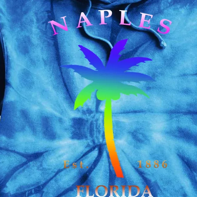 Retro Cool Original Naples Florida Beach Palm Tree Gift Tie Dye Hoodie