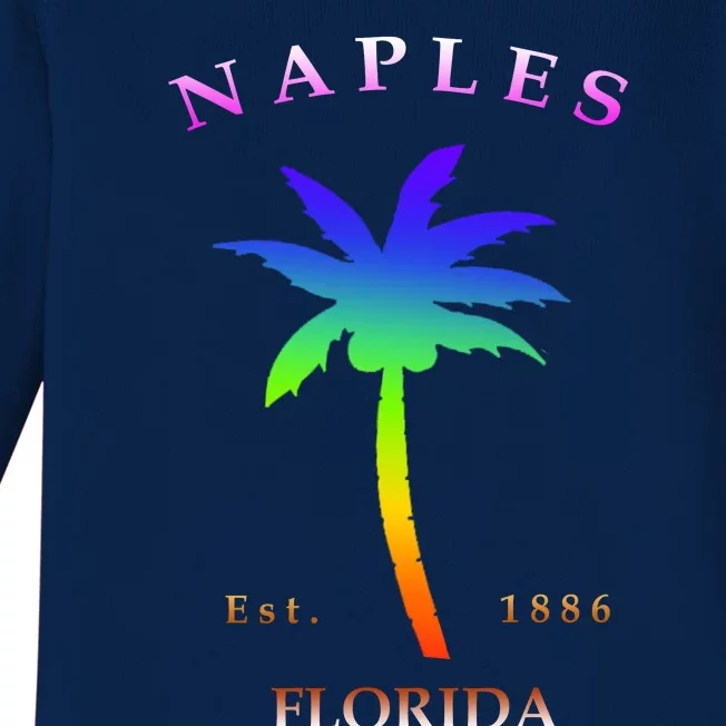 Retro Cool Original Naples Florida Beach Palm Tree Gift Baby Long Sleeve Bodysuit