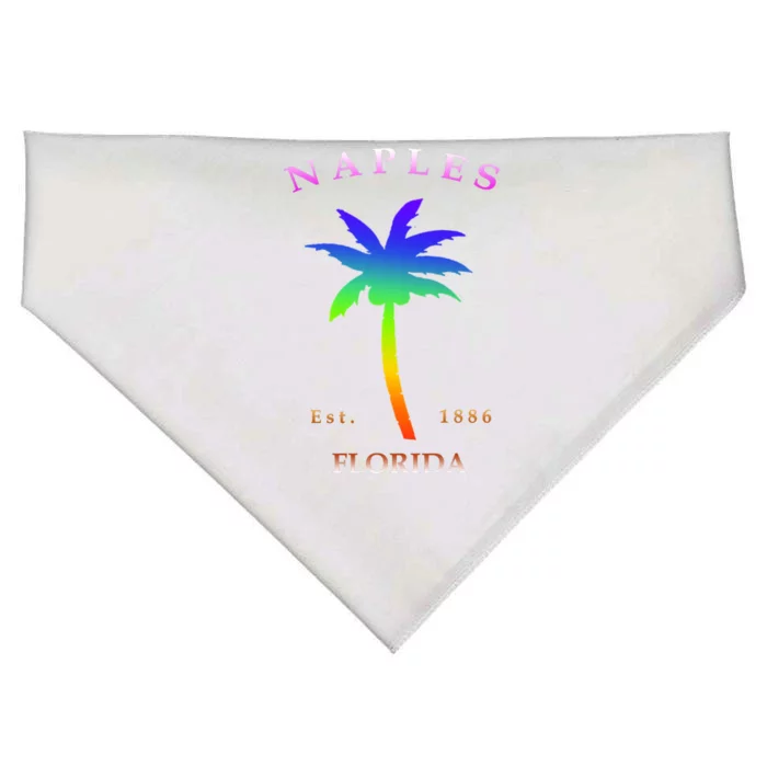 Retro Cool Original Naples Florida Beach Palm Tree Gift USA-Made Doggie Bandana