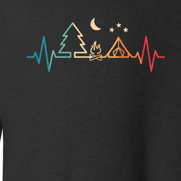 Retro Camping Outdoor Heartbeat Nature Camper Hiking Toddler Sweatshirt