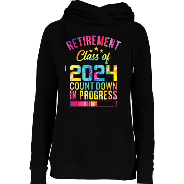 Retirement Class Of 2024 Count Down Progress Retired Teacher Womens Funnel Neck Pullover Hood