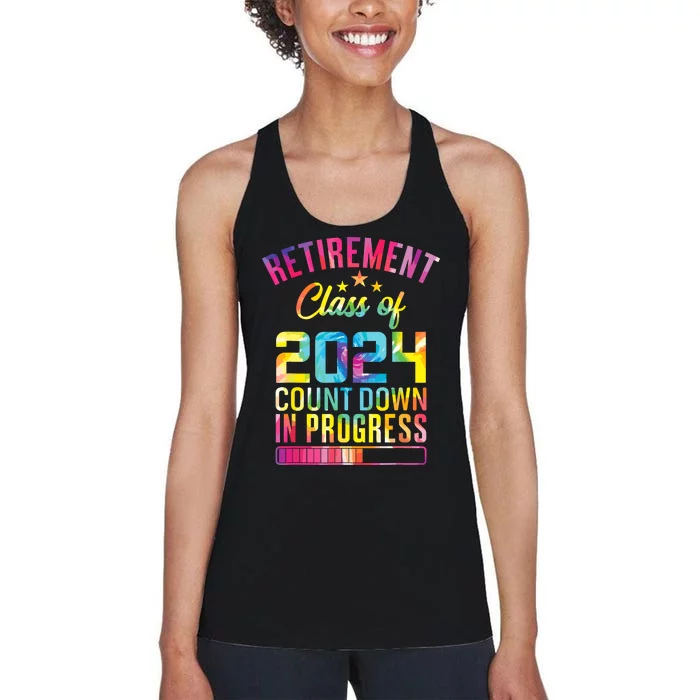 Retirement Class Of 2024 Count Down Progress Retired Teacher Women's Racerback Tank