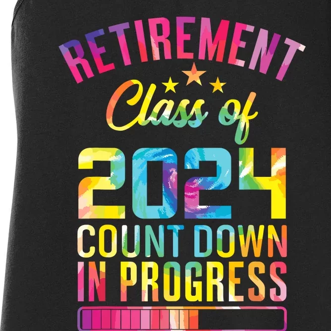 Retirement Class Of 2024 Count Down Progress Retired Teacher Women's Racerback Tank