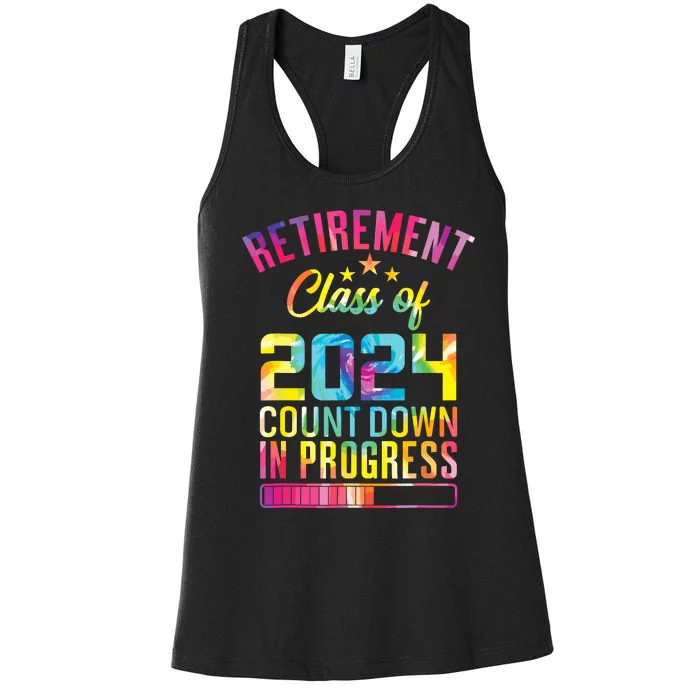 Retirement Class Of 2024 Count Down Progress Retired Teacher Women's Racerback Tank