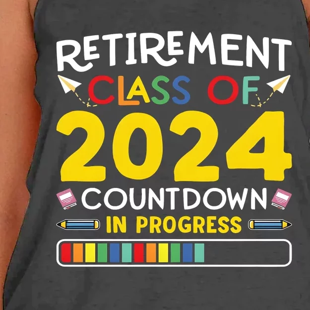 Retirement Class Of 2024 Countdown In Progress Funny Retired Women's Knotted Racerback Tank