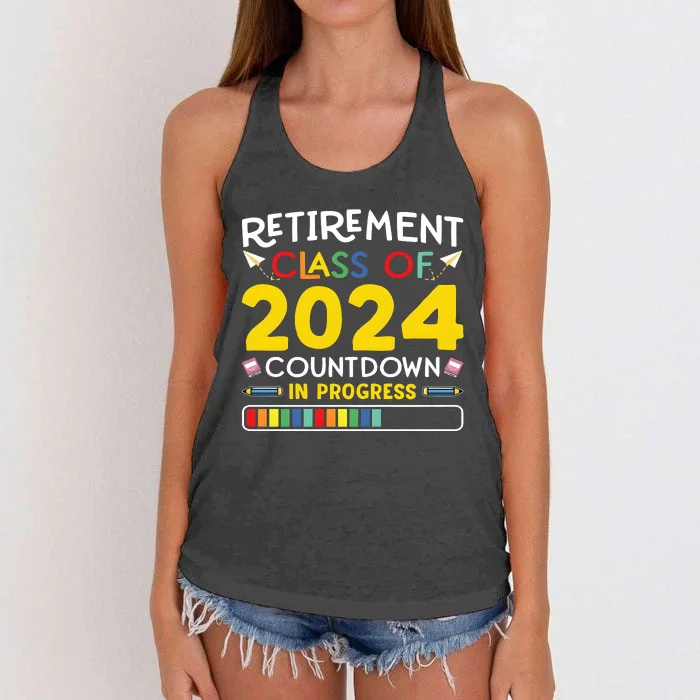 Retirement Class Of 2024 Countdown In Progress Funny Retired Women's Knotted Racerback Tank