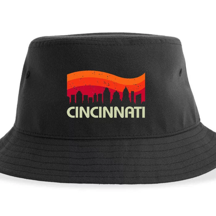 Retro Cincinnati Ohio City Skyline Vintage Travel Souvenir Sustainable Bucket Hat