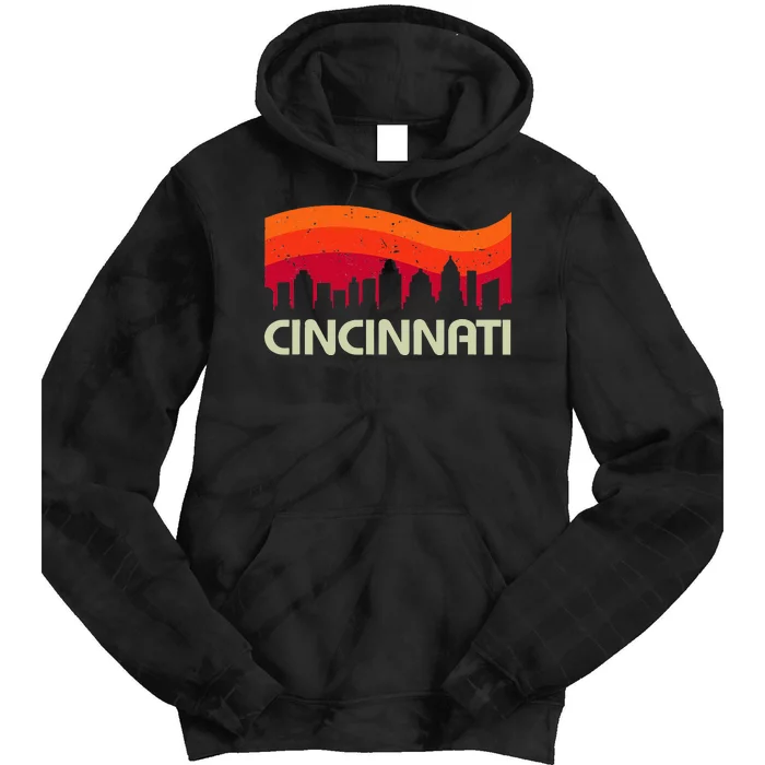 Retro Cincinnati Ohio City Skyline Vintage Travel Souvenir Tie Dye Hoodie