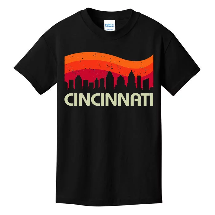 Retro Cincinnati Ohio City Skyline Vintage Travel Souvenir Kids T-Shirt