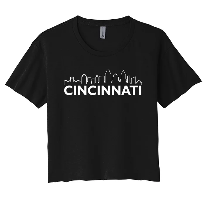 Retro Cincinnati Ohio City Skyline Vintage Travel Souvenir Women's Crop Top Tee