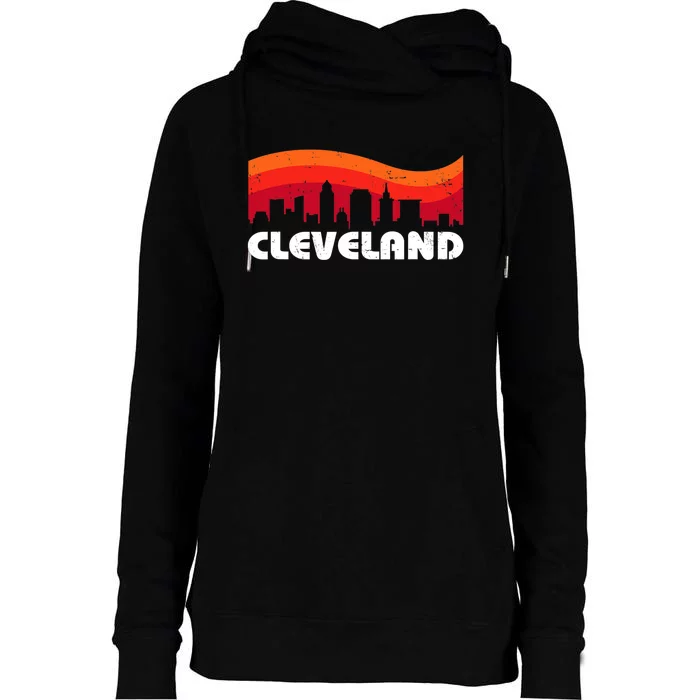 Retro Cleveland Ohio City Skyline Vintage CLE Souvenir Womens Funnel Neck Pullover Hood