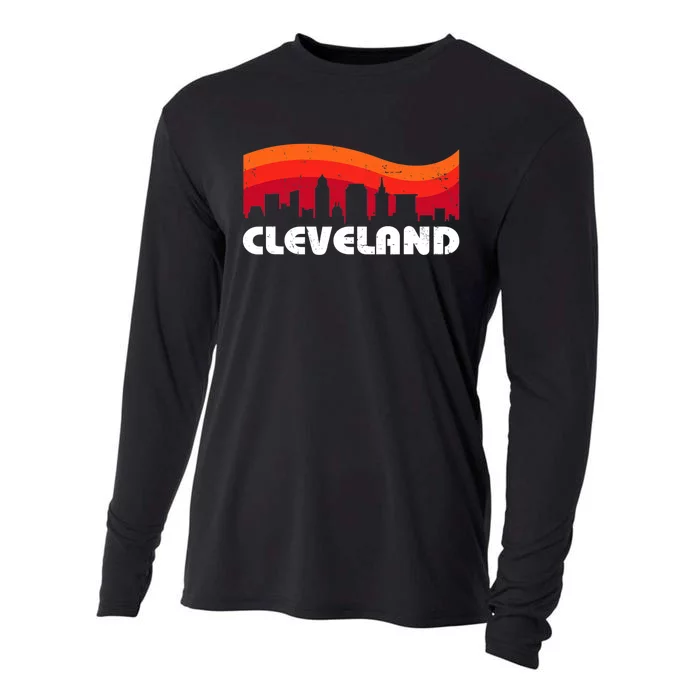 Retro Cleveland Ohio City Skyline Vintage CLE Souvenir Cooling Performance Long Sleeve Crew