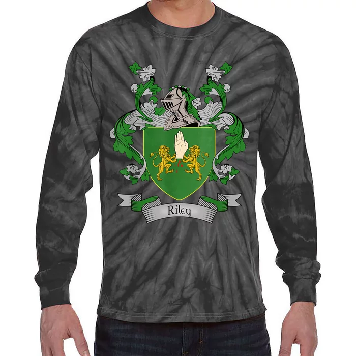 Riley Coat Of Arms Riley Surname Family Crest Tie-Dye Long Sleeve Shirt