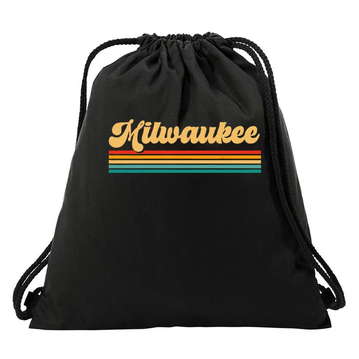 Retro City Of Milwaukee Drawstring Bag