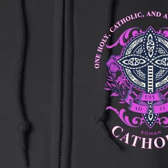 Roman Catholic One Holy Apostolic Cross Gift Full Zip Hoodie