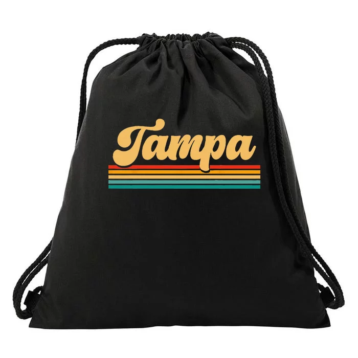 Retro City Of Tampa Florida Drawstring Bag