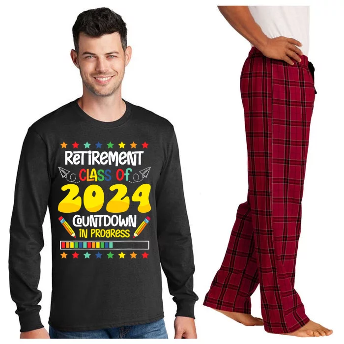 Retirement Class Of 2024 Countdown In Progress Funny Teacher Long Sleeve Pajama Set