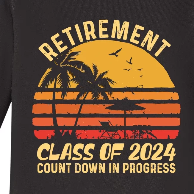 Retirement Class Of 2024 Count Down Progress Retired Teacher Baby Long Sleeve Bodysuit