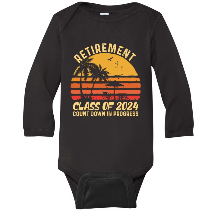 Retirement Class Of 2024 Count Down Progress Retired Teacher Baby Long Sleeve Bodysuit