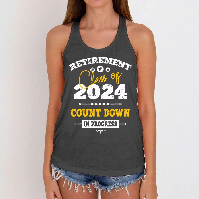 Retirement Class Of 2024 Count Down Funny Retiring Teacher Women's Knotted Racerback Tank