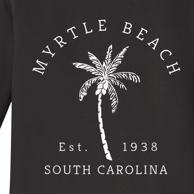 Retro Cool Original Myrtle Beach SC Palm Tree Novelty Baby Long Sleeve Bodysuit