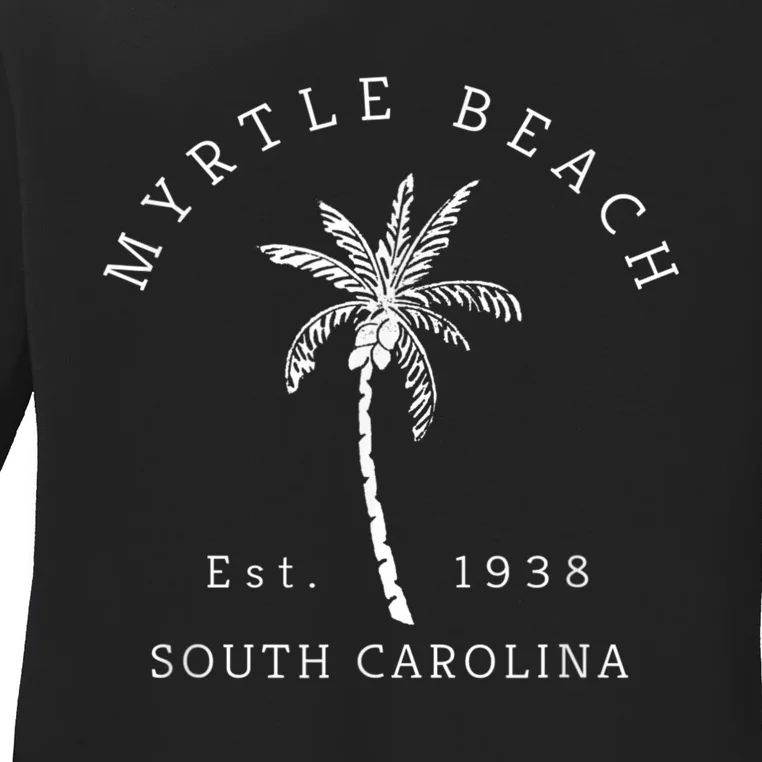 Retro Cool Original Myrtle Beach SC Palm Tree Novelty Ladies Long Sleeve Shirt