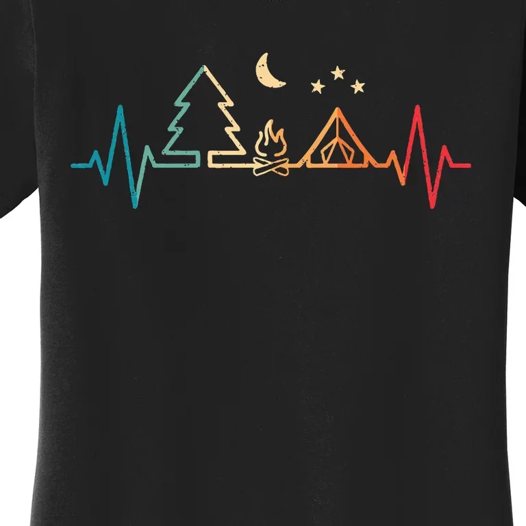 Retro Camping Outdoor Heartbeat Nature Camper Hiking Women's T-Shirt