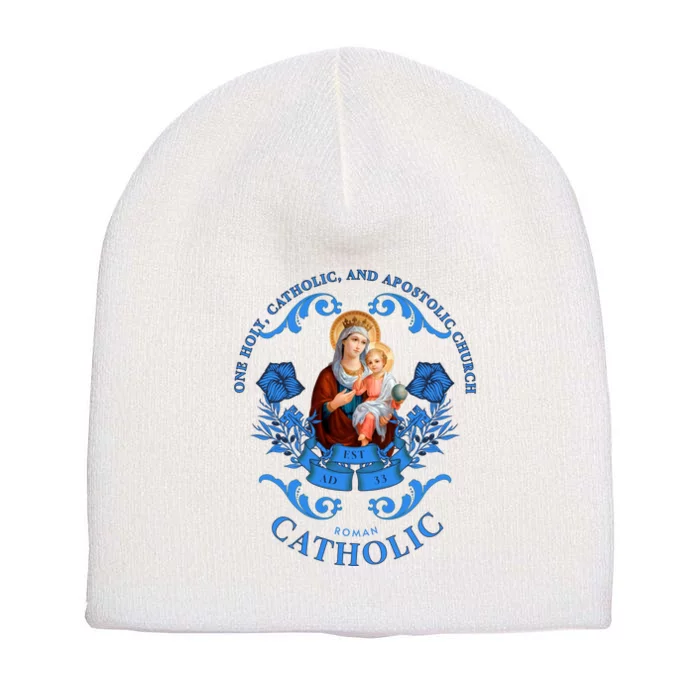 Roman Catholic One Holy Apostolic Virgin Mary Gift Short Acrylic Beanie