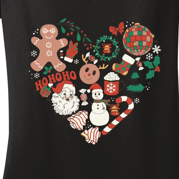 Retro Christmas Ornaments Women's V-Neck T-Shirt