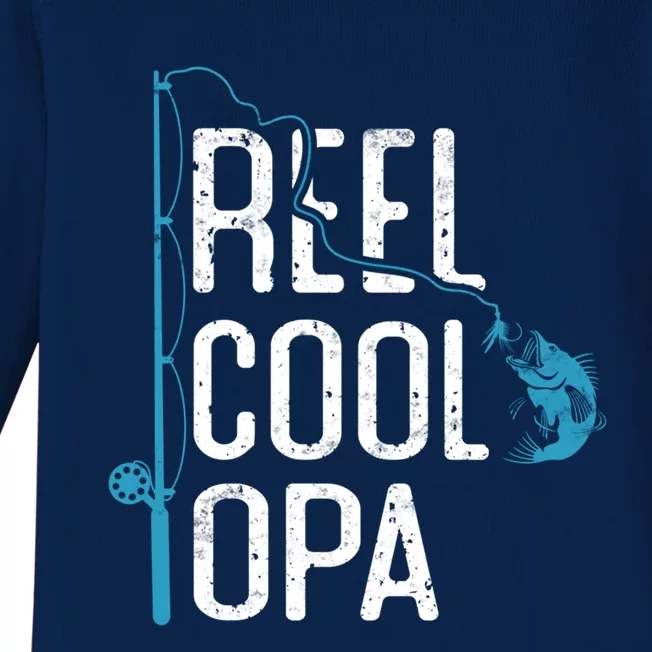 Reel Cool Opa Fishing Father’s Day Gift For Fisher Opa Gift Baby Long Sleeve Bodysuit