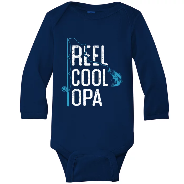 Reel Cool Opa Fishing Father’s Day Gift For Fisher Opa Gift Baby Long Sleeve Bodysuit