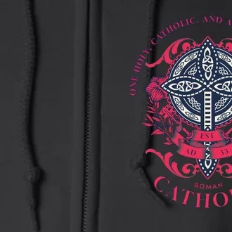 Roman Catholic One Holy Apostolic Cross Gift Full Zip Hoodie