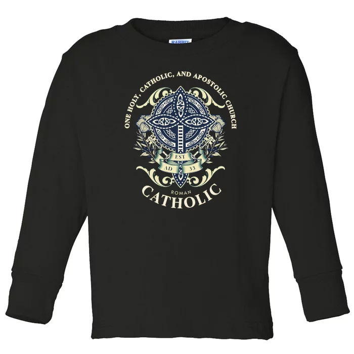 Roman Catholic One Holy Apostolic Cross Gift Toddler Long Sleeve Shirt