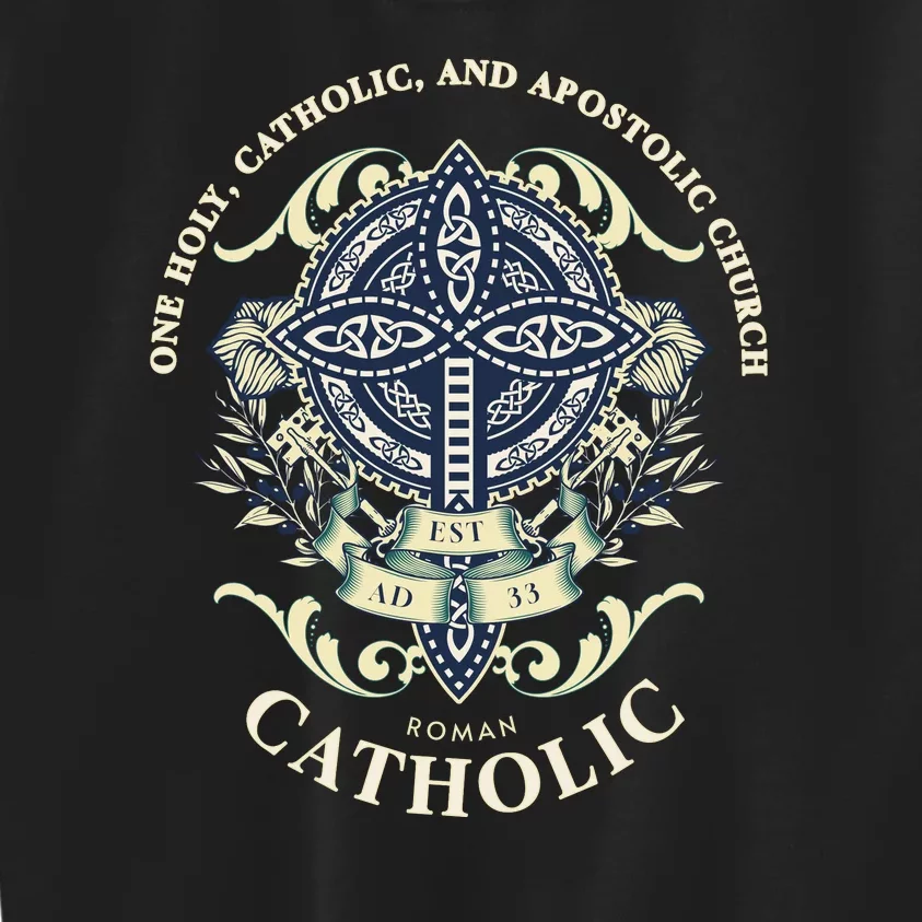 Roman Catholic One Holy Apostolic Cross Gift Kids Sweatshirt