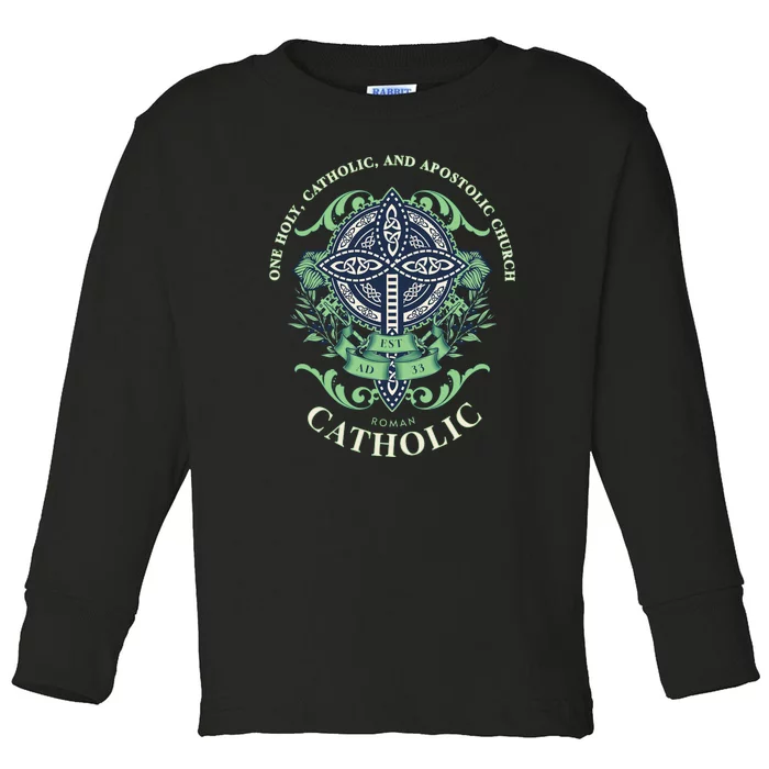 Roman Catholic One Holy Apostolic Cross Gift Toddler Long Sleeve Shirt